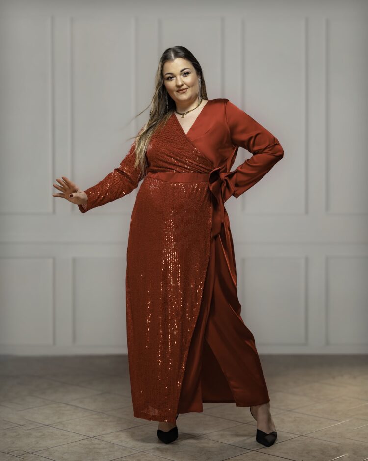 Φόρεμα κρουαζε μαξι με παγιετα (2568.92391)