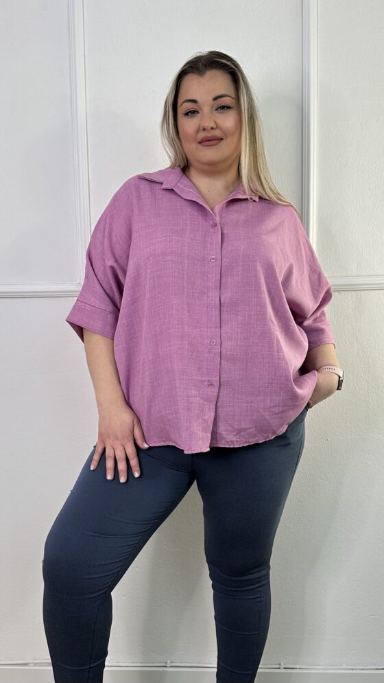 Πουκάμισο τύπου λινό oversized (009425)