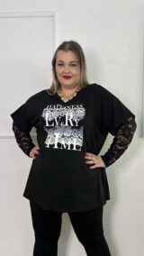 Μπλούζα σε άνετη γραμμή με δαντέλα στα μανίκια (2668.39379)
