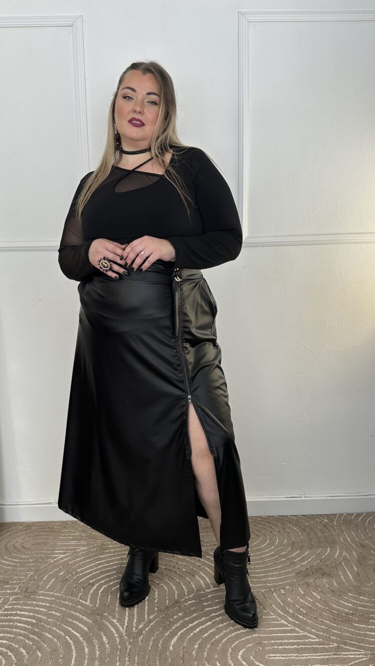 Φούστα Δερματίνης midi με φερμουάρ (2668.17657)