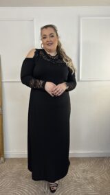 Φόρεμα ελαστικό έξωμο με λεπτομέρειες δαντέλας (2668.92800)