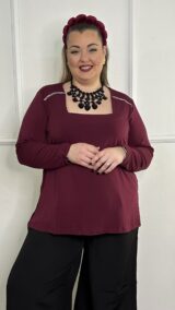 Μπλούζα ελαστική με τετράγωνη λαιμόκοψη και στρας στους ώμους ( 311251)