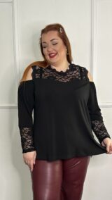 Μπλούζα με ανοιχτούς ώμους και δαντέλα (2668.39407)