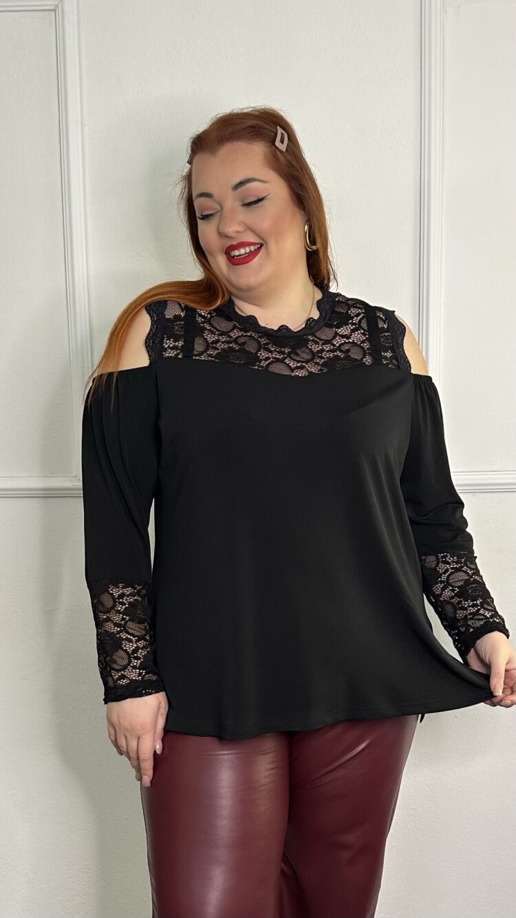 Μπλούζα με ανοιχτούς ώμους και δαντέλα (2668.39407)