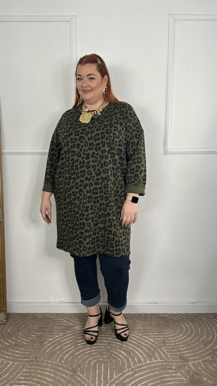 Μπλουζοφόρεμα λεοπάρ με τσέπες (1812259)