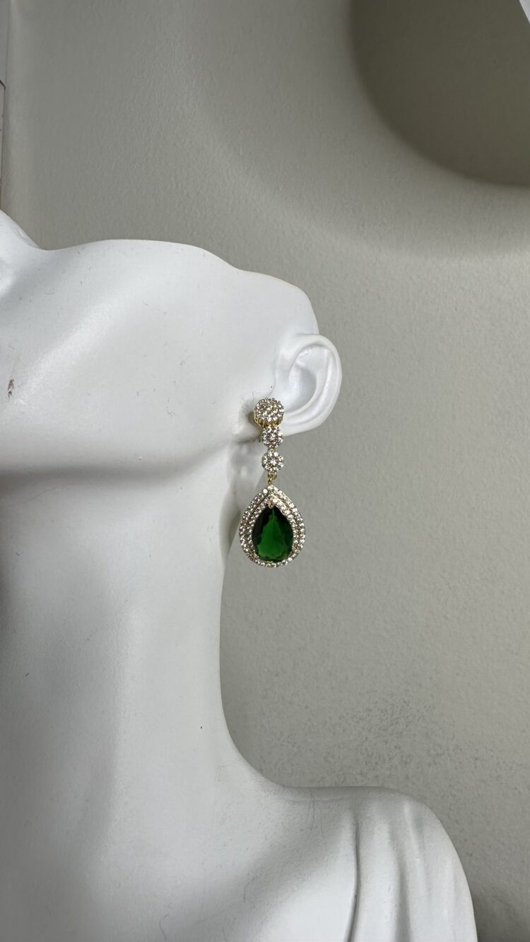 Σκουλαρίκια από ατσάλι με στρας και μεγάλη πέτρα (0201266)